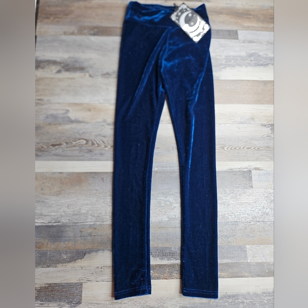 Killstar Hematite Velvet Leggings Women's XS Sapphire color NEW